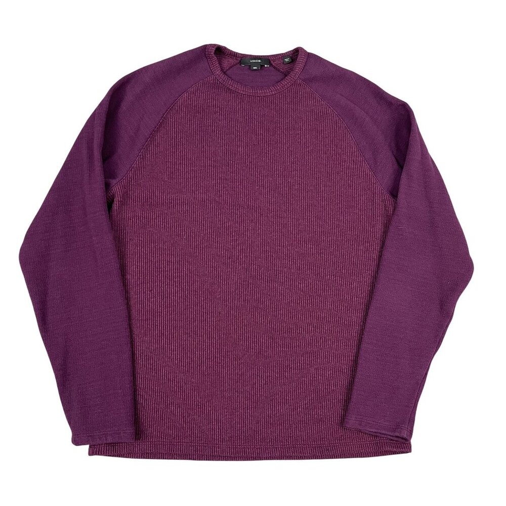 Vince Mens Maroon‎ Double Knit Baseball Crewneck Sweater Sz Medium